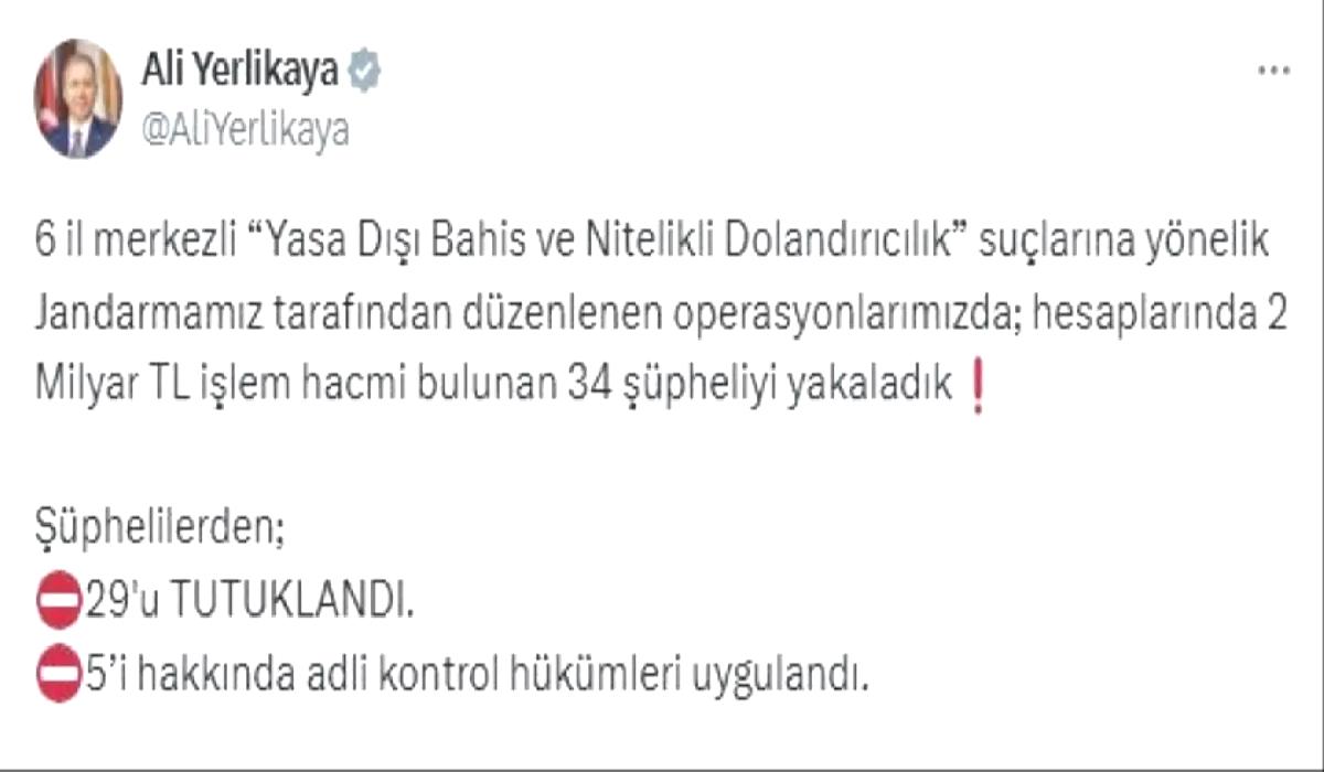 Yasa Dışı Bahis Operasyonu: 34 Şüpheli Yakalandı